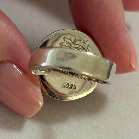 Laura Tosato 925 Sterling Silver Mother of Pearl & Amber Pendant & Ring Set - Picture 11 of 16